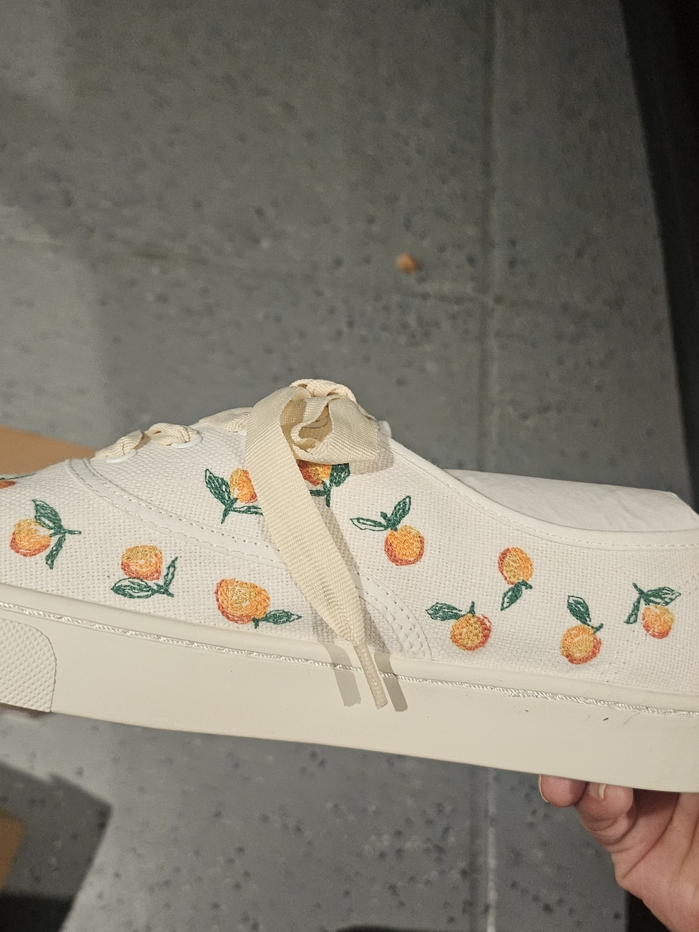 Soludos Women's Canvas Sneakers with Orange Fruit Embroidery - Cream